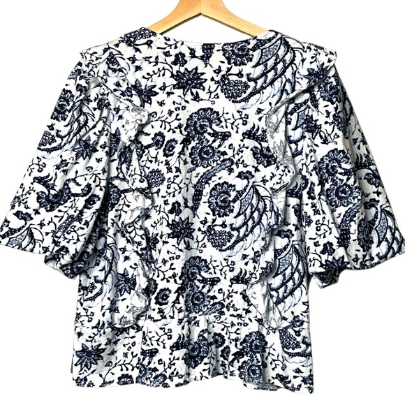 INC INTERNATIONAL CONCEPTS 100% Cotton Knit Surplice Front Bubble Sleeve Top L - Picture 4 of 9